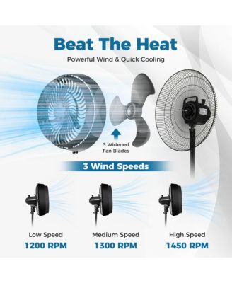 16" Oscillating Misting Pedestal Fan with Hose Connector and 3 Micro-Mist Levels