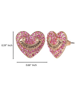 Heart Crystal Stud Earrings - Gold-Tone with Crystals