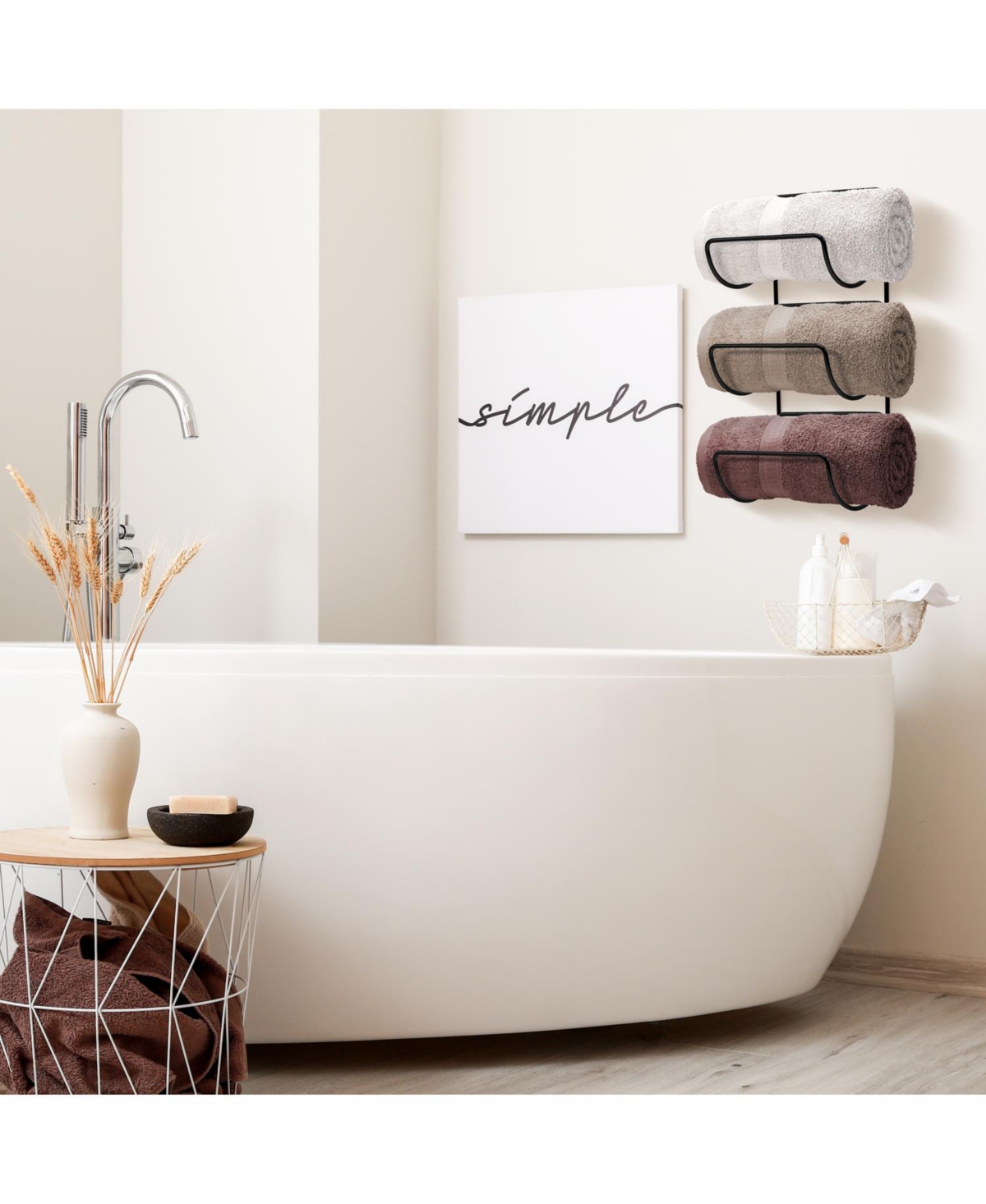 Sorbus Set of 4 Wall-Mount Towel Rack - Great for Organizing Rolled Bath Towels, Washcloths, Linens (Holds 12