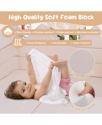 Kids Modular Play Couch Play Set with Suede Fabric Cover High-Density Foam