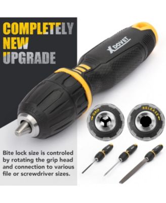 22Pcs Metal Files Set - Needle Small Files 12 Pcs with Carry Case, Flat File/Triangle File/Half-Round File/Round File, Screwdriver Heads 3 Pcs, a Brush, a Rubber Handle, for Wood Metal Carving