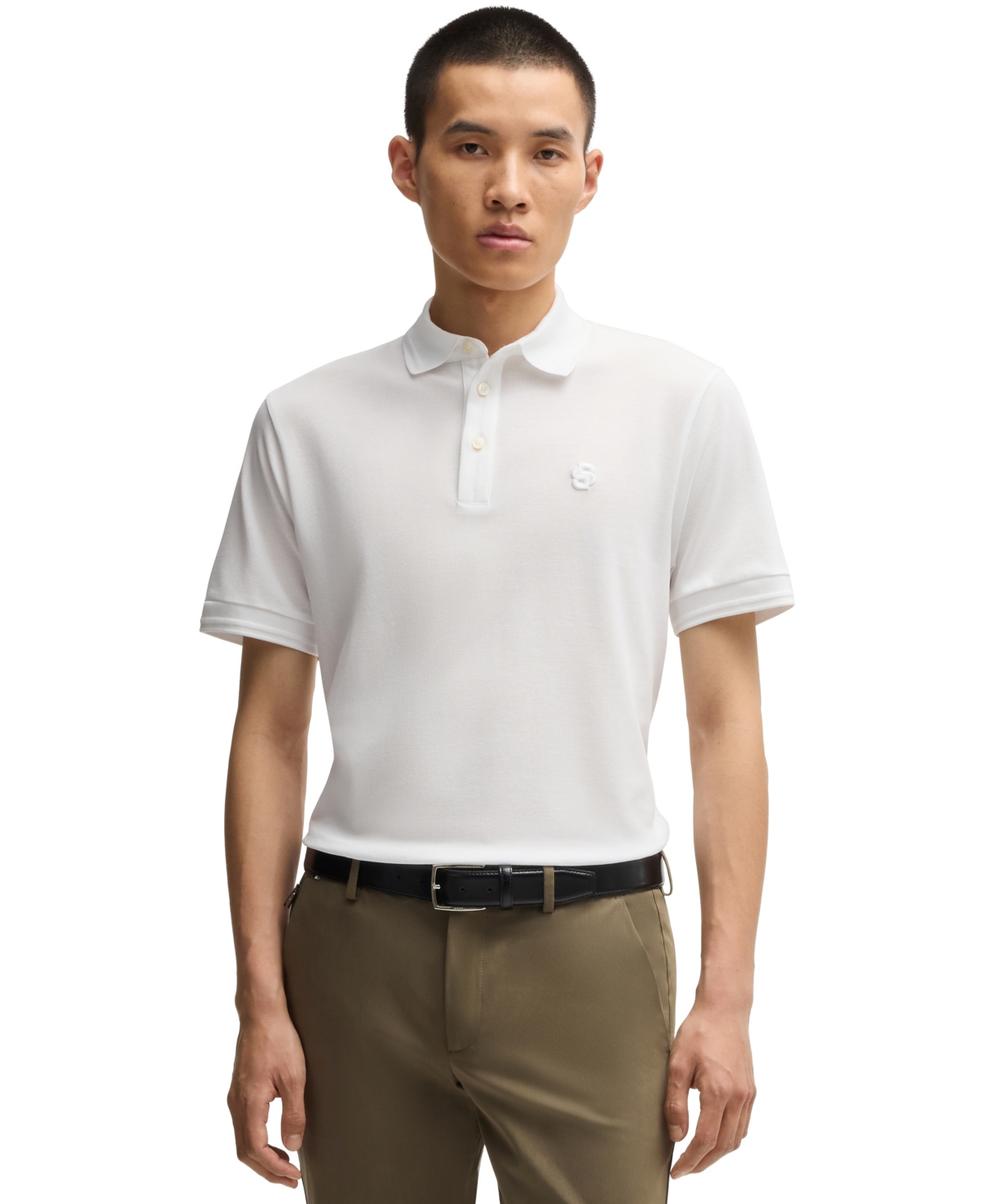 HUGO BOSS BOSS BY HUGO BOSS MEN'S DOUBLE B MONOGRAM REGULAR-FIT POLO 