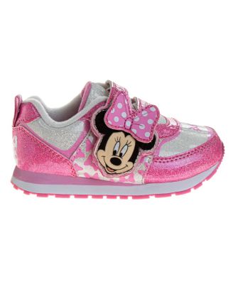 Toddler and Little Girls Minnie Mouse Hook and Loop Light Up Sneakers
