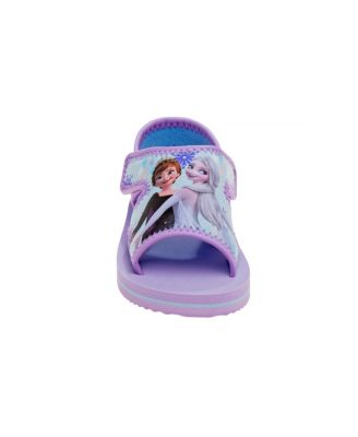 Toddler and Little Girls Frozen Anna and Elsa Dual Sizes Hook and Loop Sandals