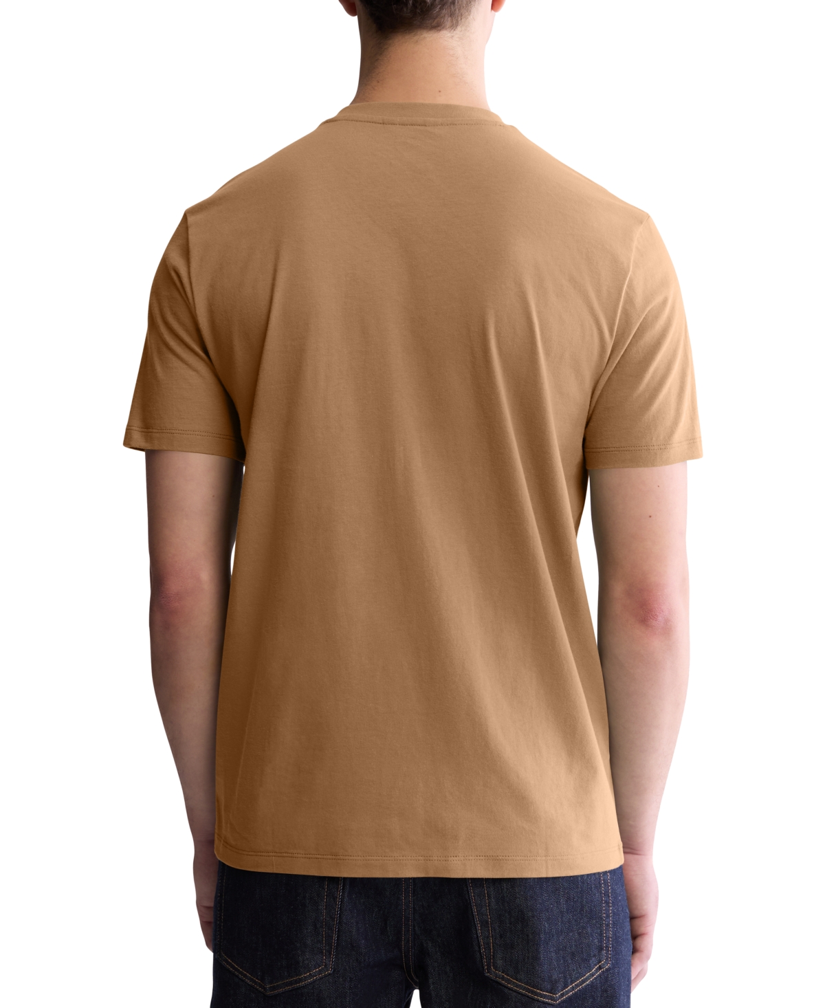 Shop Calvin Klein Men's Smooth Cotton Solid Crewneck T-shirt In Tobacco Brown