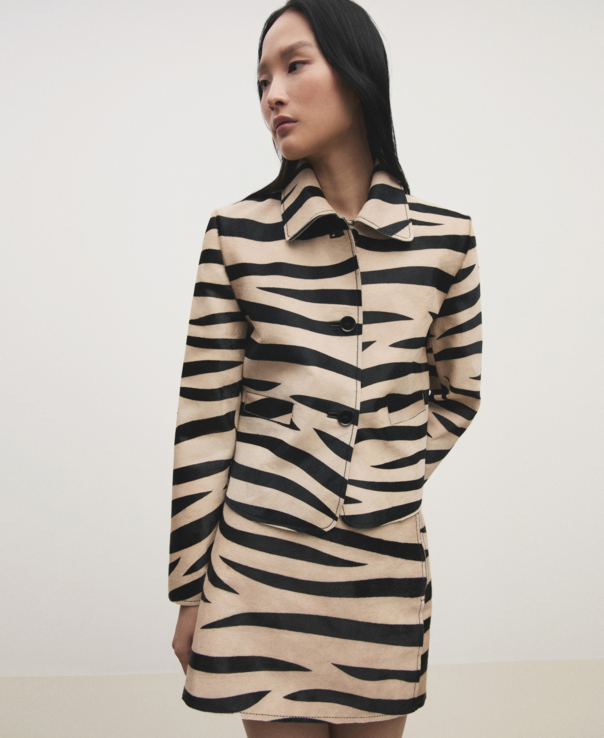 Shop Mango Women's Zebra Skin Skirt In Black