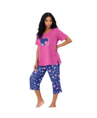 Plus Size Dreams and Co. 2-Piece Capri Cotton PJ Set