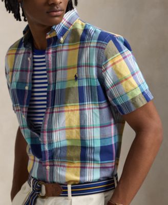 Men's Classic-Fit Yarn-Dyed Plaid Cotton Oxford Button-Down Shirt