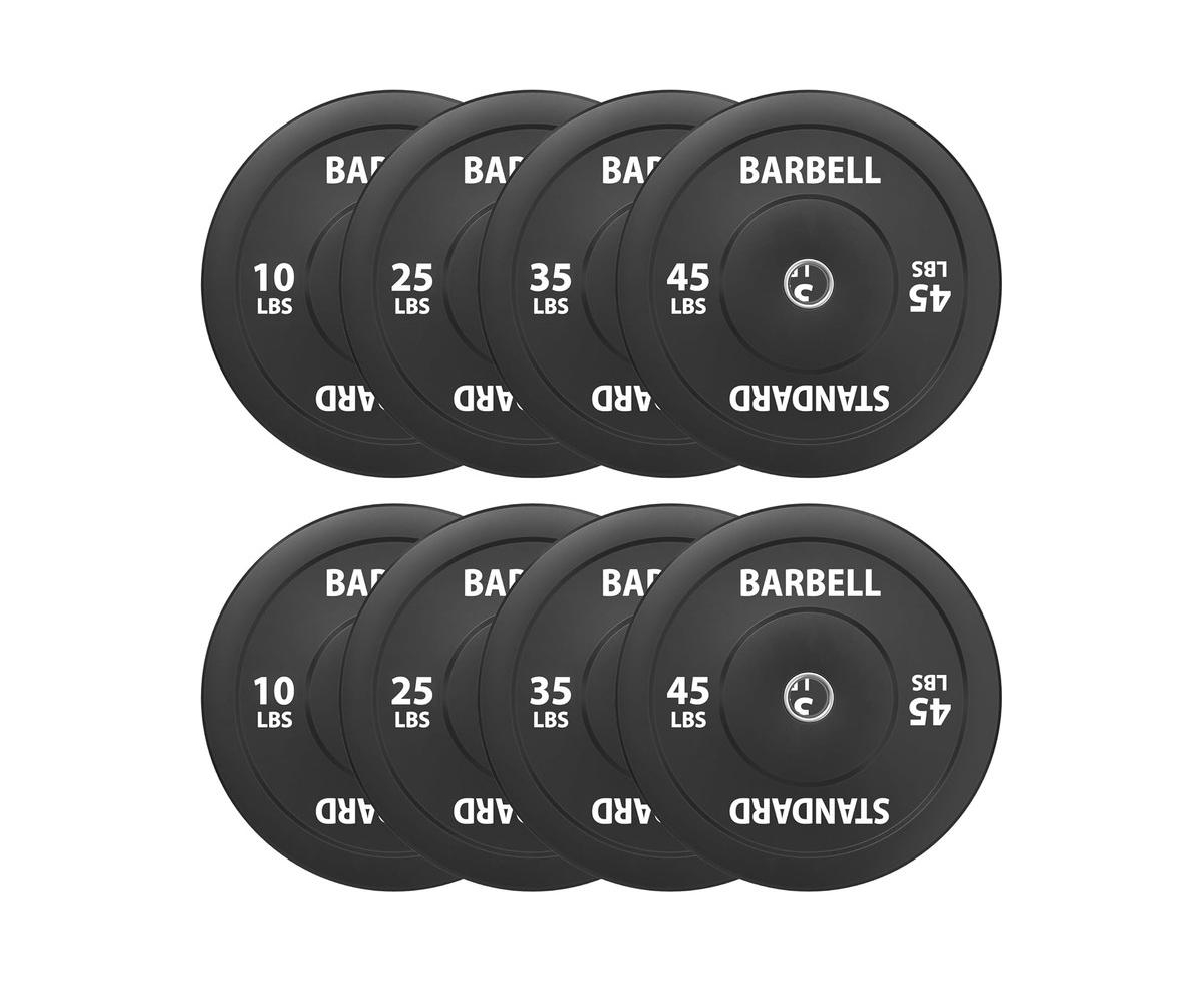 Olympic Weight Plates, 2-Inch Rubber Weight Plates with Steel Insert, Bumper Plates for Strength Training, Weight Plate Set - Black