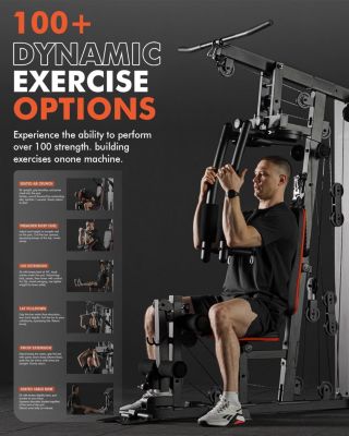 Home Gym, Workout Station with 150LBS Weight Stack, Multifunctional Home Gym Equipment, Exercise Equipment for Full Body Strength Training