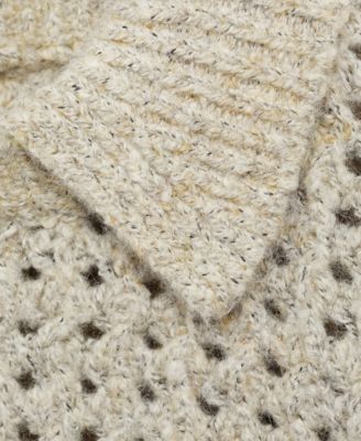 Women's Openwork Knit Polo Neck Sweater