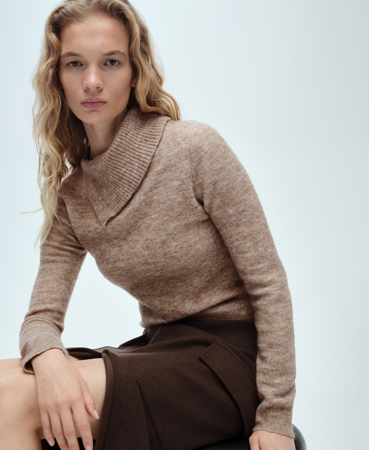 Mango Women's Wraparound Lapel Neck Sweater