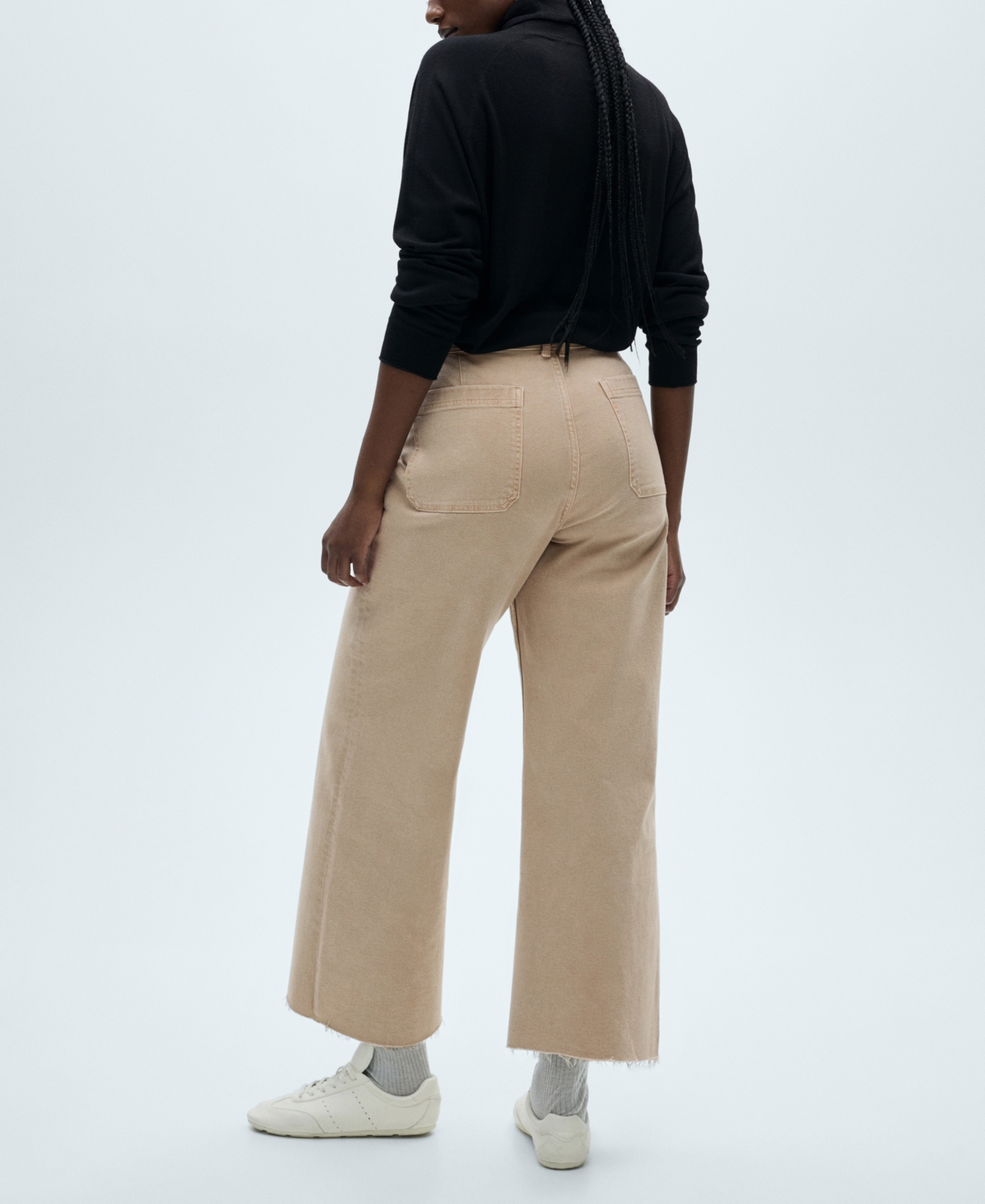 Shop Mango Women's Catherin Culotte High-rise Jeans In Sand