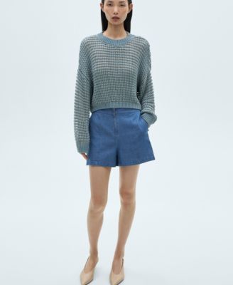 Women's Denim Effect Cotton Shorts