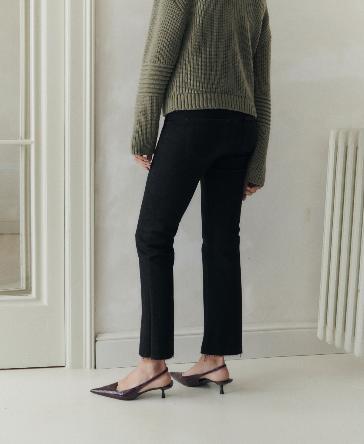 Mango Maternity Flared Cropped Jeans Black Denim In Black Denim