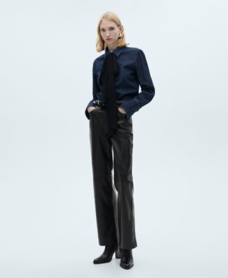 Women's Leather-Effect Straight Pants