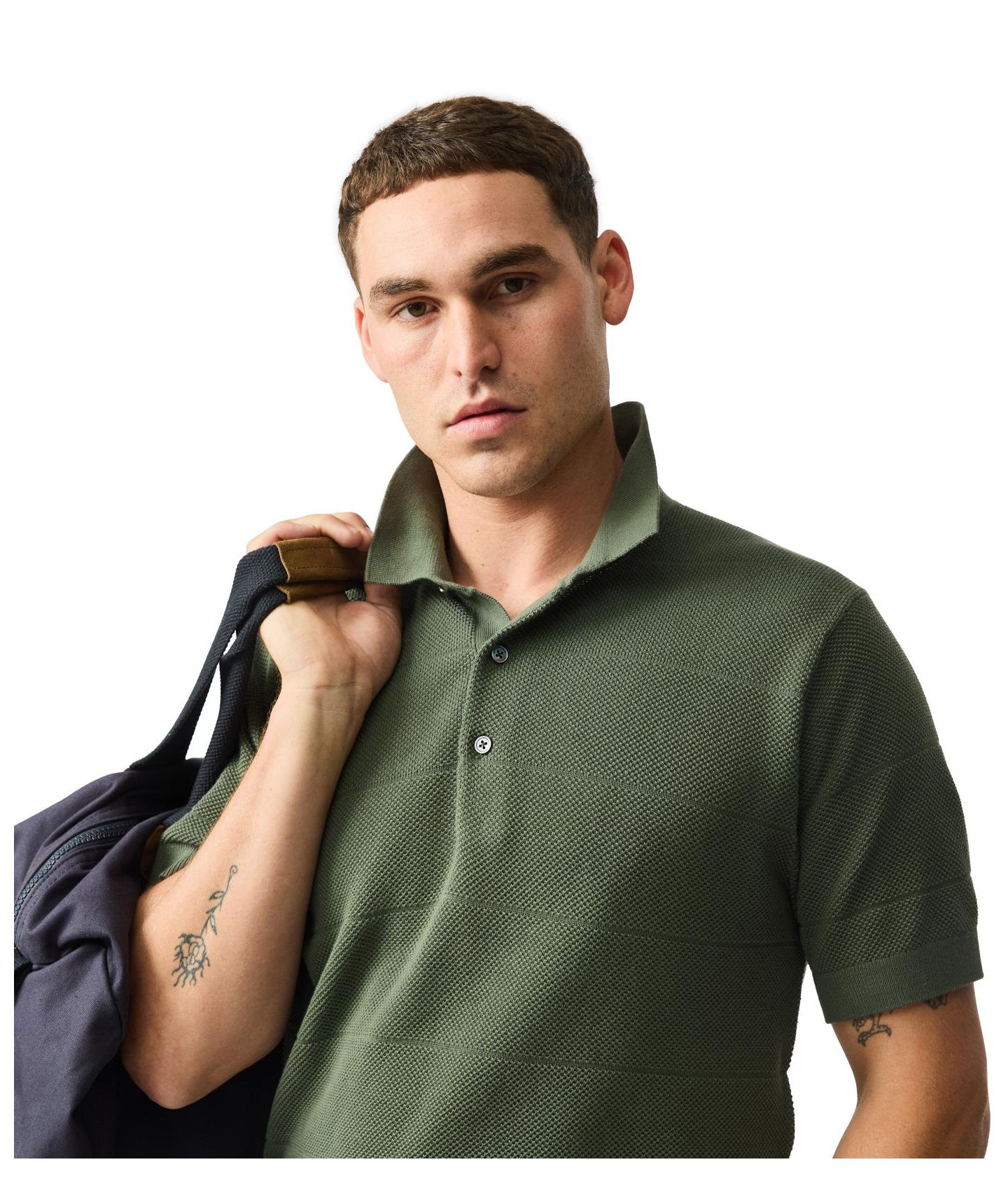 Мужское поло Rodd & Gunn Masons Flat Knit Polo Shirt, цвет: Тёмно-зелёный — фото 3