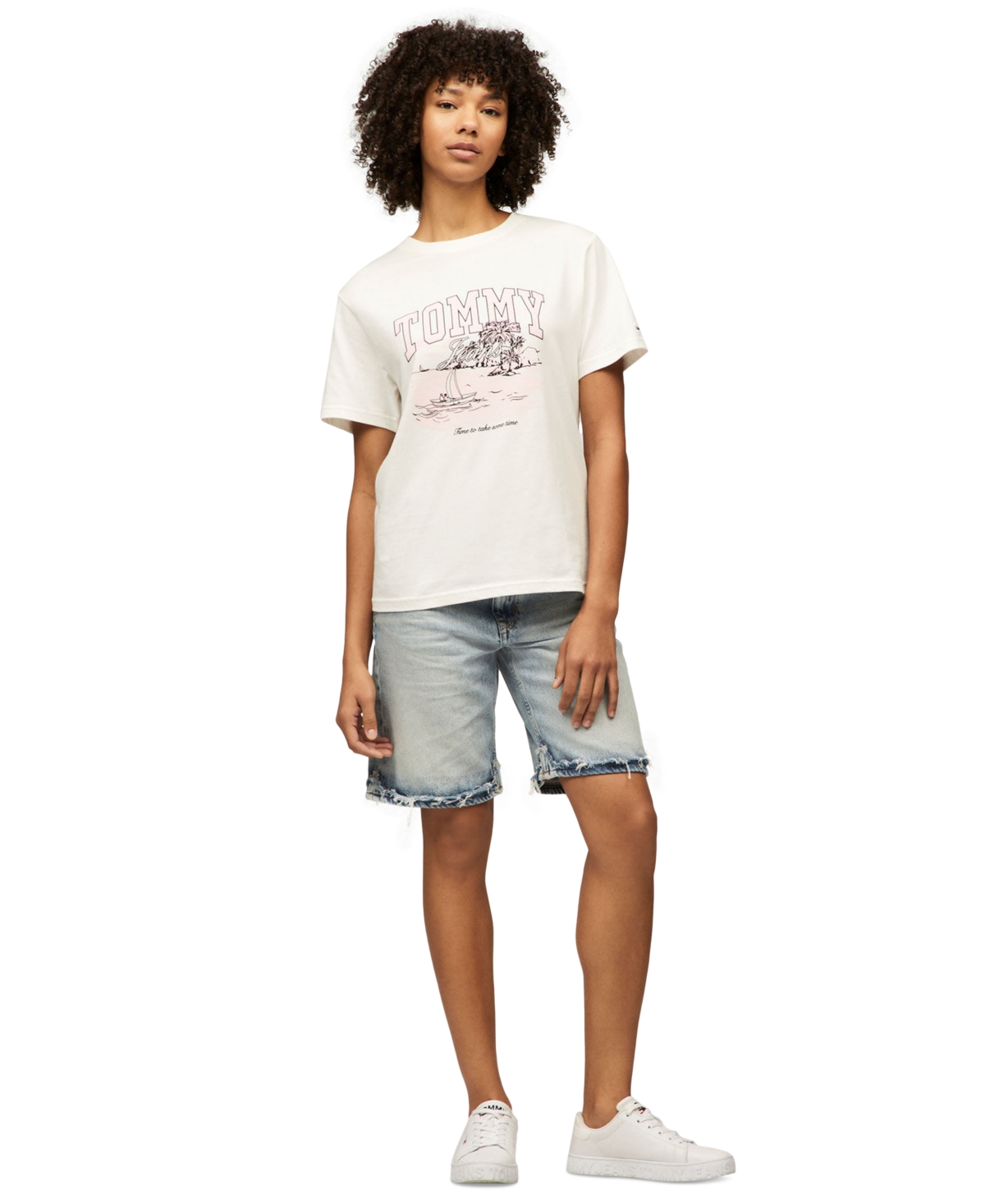Tommy Jeans Women's Relaxed Tonal Tropics Graphic Tee In Ecru