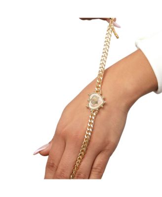 Gold-Tone Chain Bracelet with Crown Heart Charm