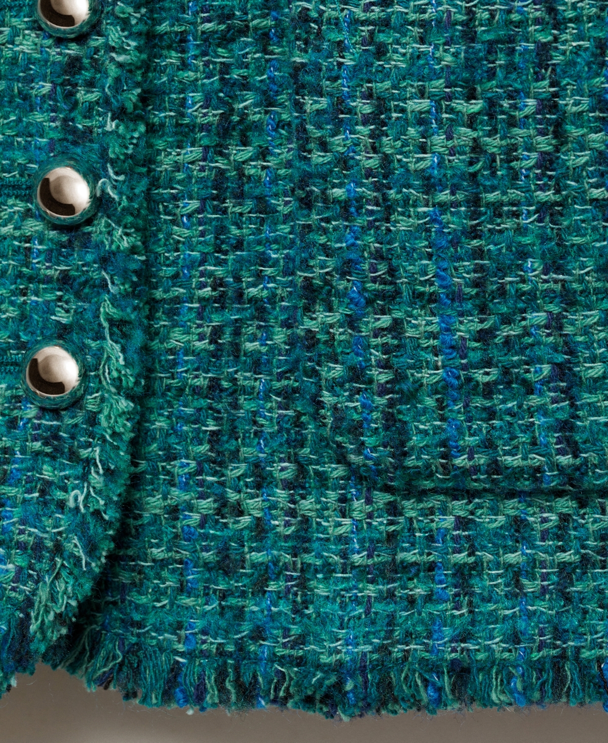 Mango Women's Pocket Tweed Jacket In Petrol Blue