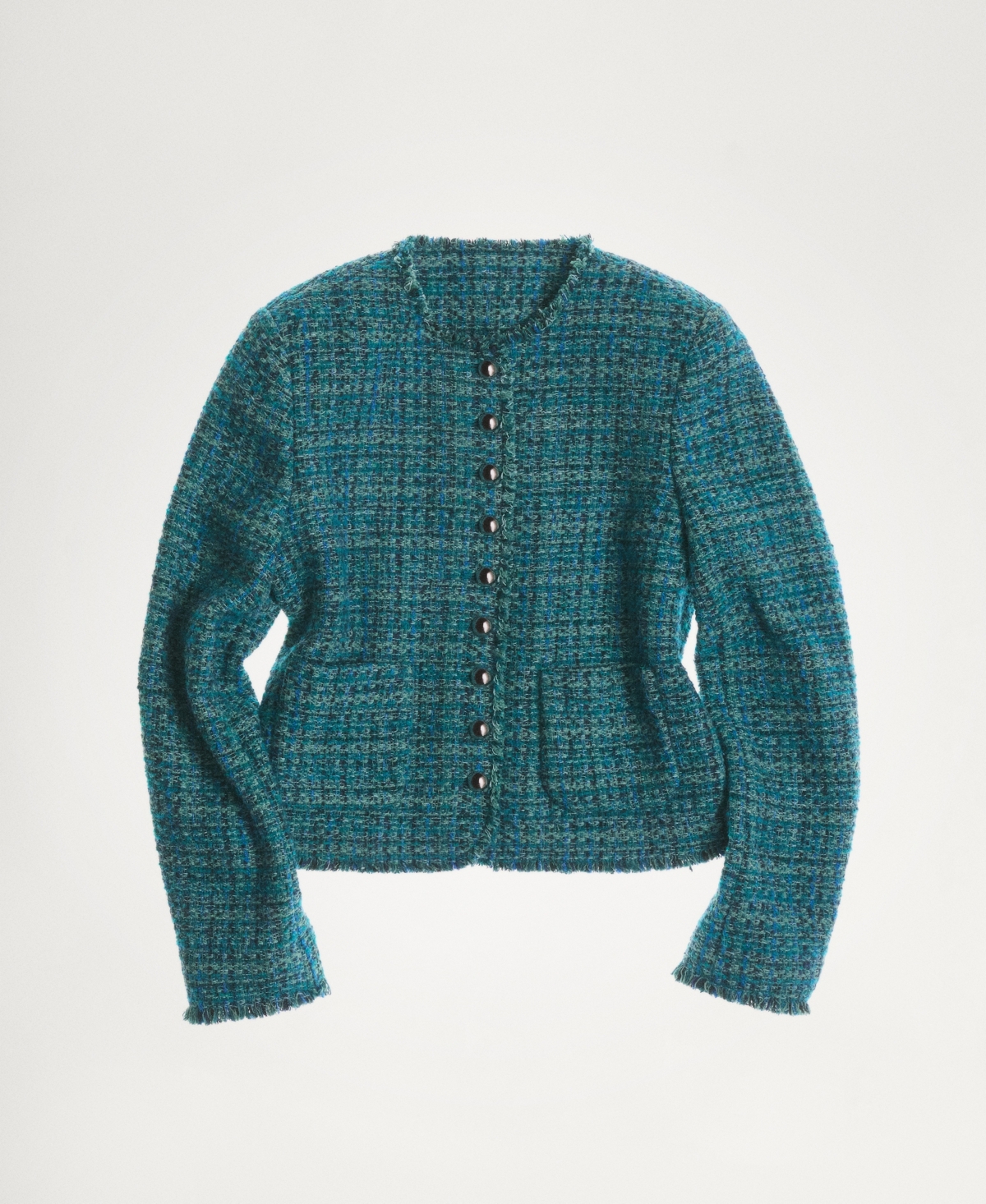 Mango Women's Pocket Tweed Jacket In Petrol Blue