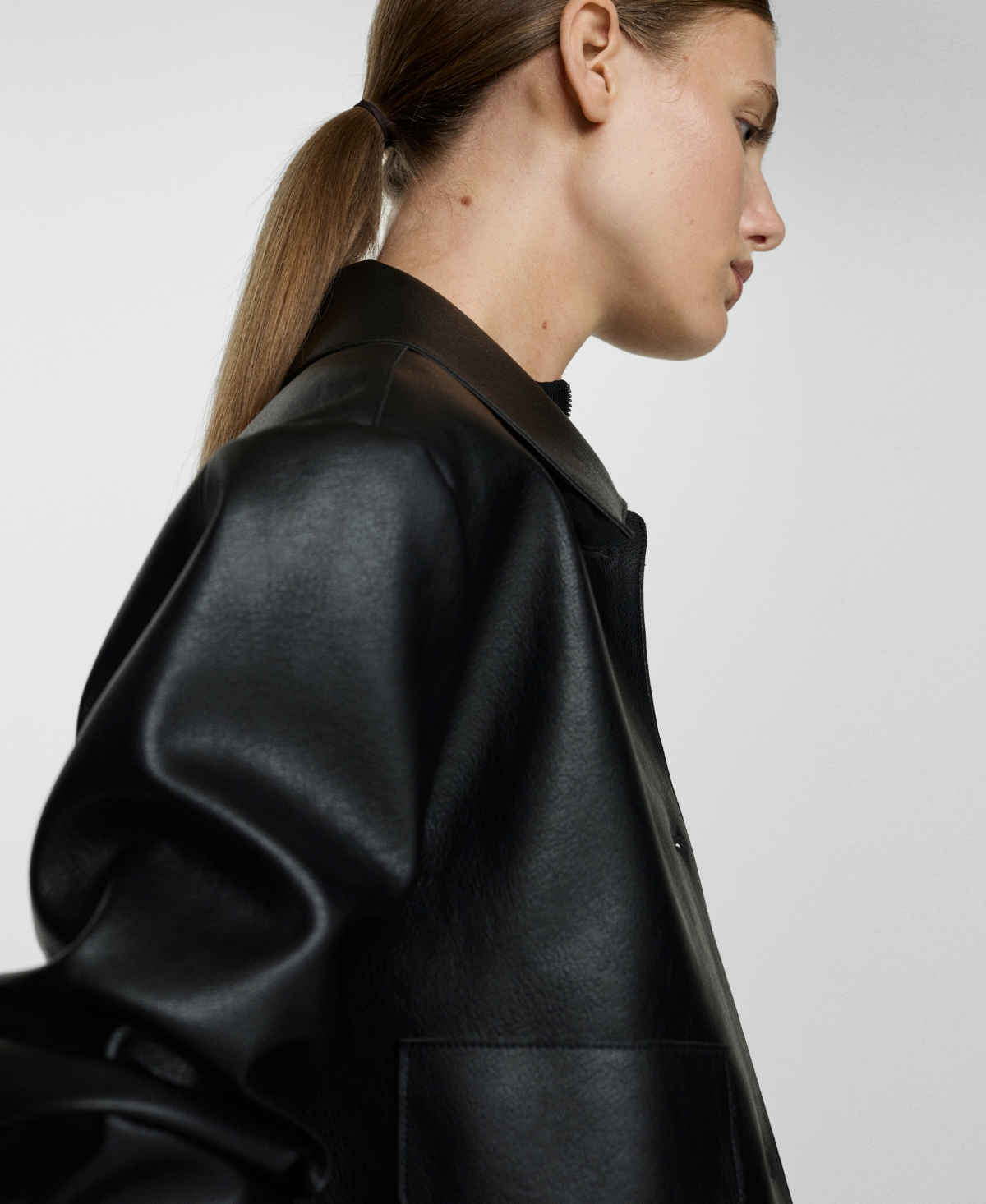 Mango Women's Pockets Detail Leather-Effect Jacket