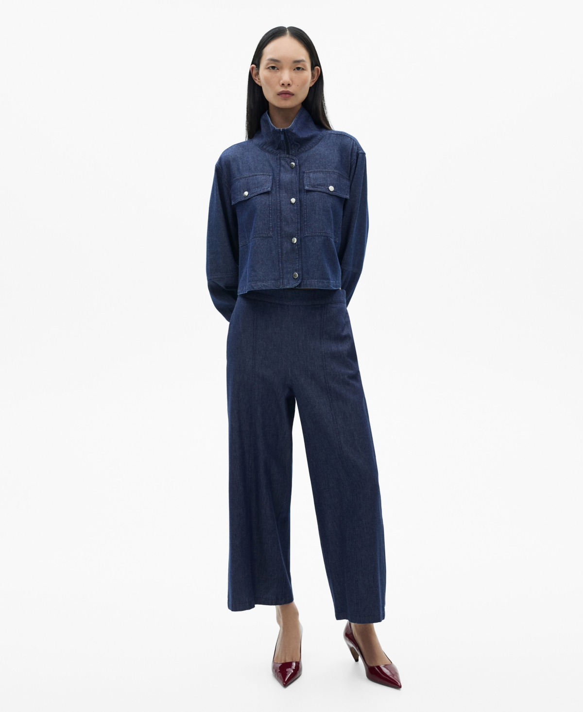 Women's Pockets Denim Jacket - Medium Blue