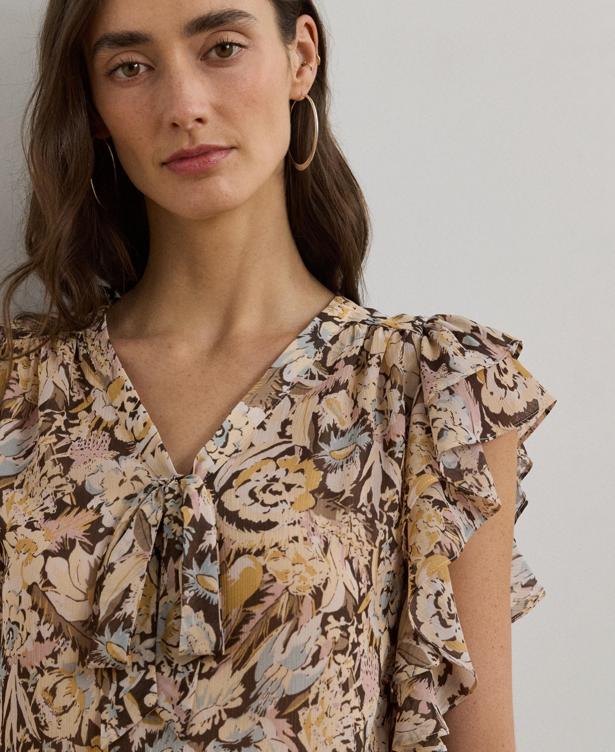 RALPH LAUREN WOMEN'S FLORAL GEORGETTE TIE-NECK BLOUSE 