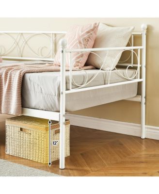 Twin Daybed with Trundle Metal Guest Sofa Bed Frame , Heavy Duty Metal Slats