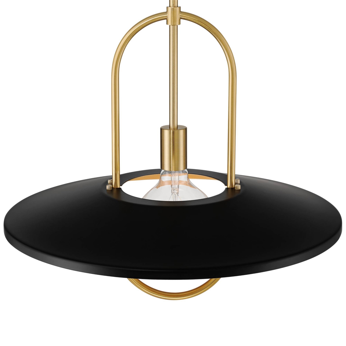 Bailey 19" Modern Pendant Ceiling Light Fixture Dining Room Over Table Kitchen Island Foyer Hanging Round Led Medium Black and Soft Gold Finish Metal