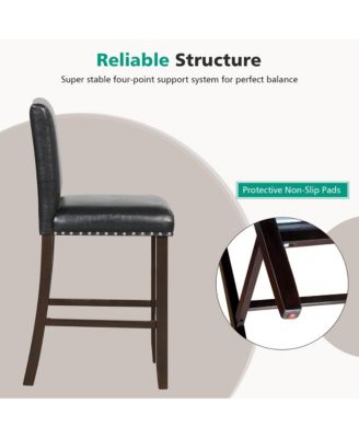   Set of 4   PVC Leather   Counter Height  Bar Stools