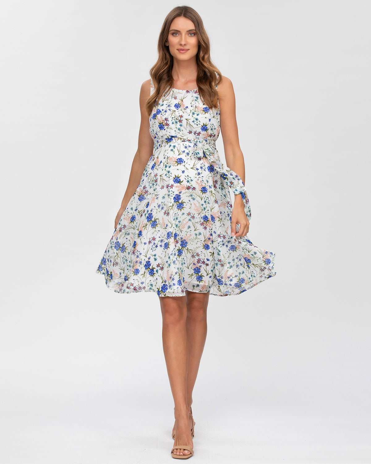 Maternity Sleeveless Chiffon Tamigi Dress - Wildflowers