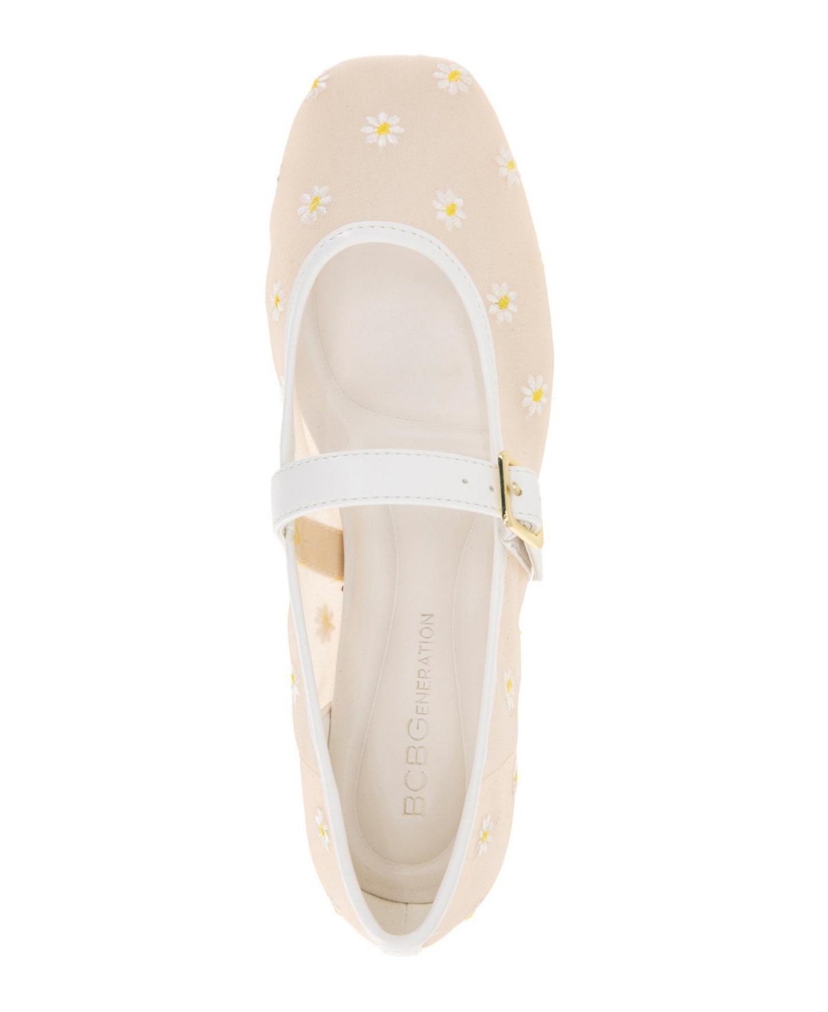 Bcbgeneration Harpin Mary Jane Flat In White Daisy Mesh