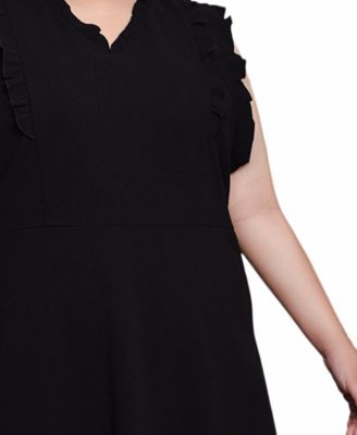 Plus Size Flutter Sleeve Scuba Dress
