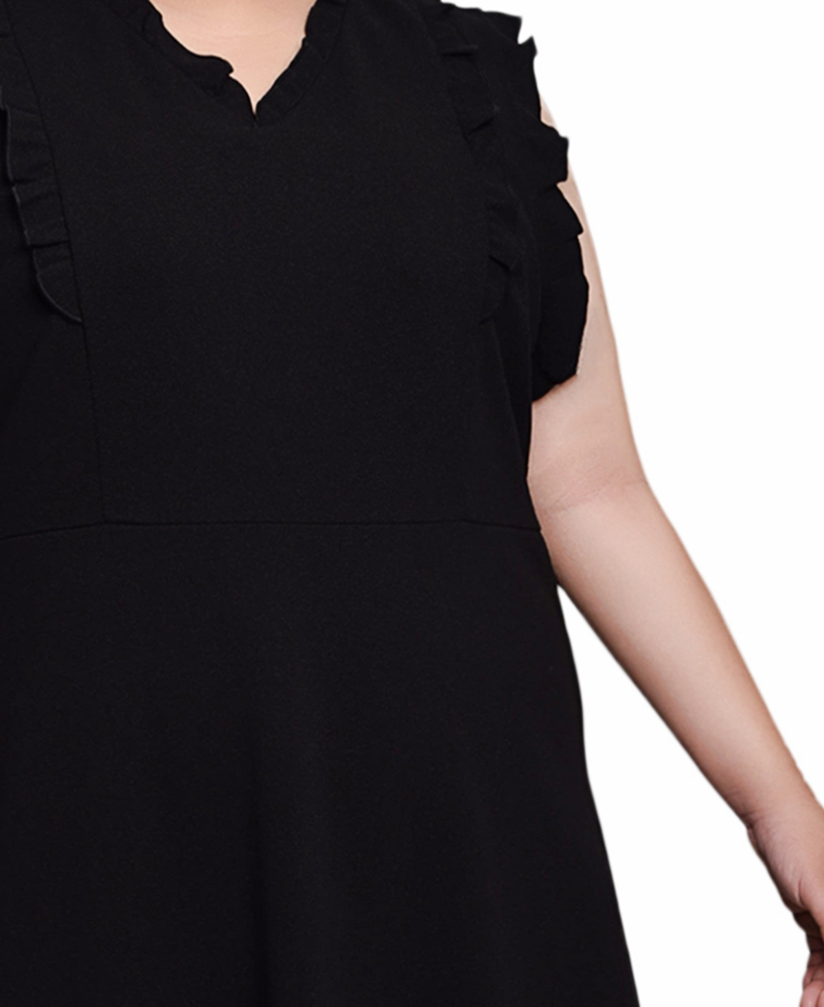 Ny Collection Plus Size Flutter Sleeve Scuba Dress In Black