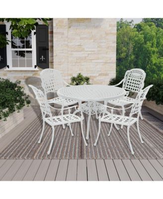 5pcs Patio Dining Set Cast Aluminium Outdoor Dining Set Patio Bistro Set 4 Outdoor Dining Chairs and 47 Inches Round Dining Table