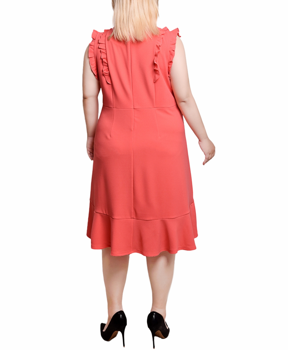 Ny Collection Plus Size Flutter Sleeve Scuba Dress In Coral