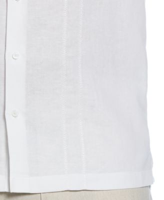 Men's Short Sleeve Panel Button-Front Linen Camp Shirt