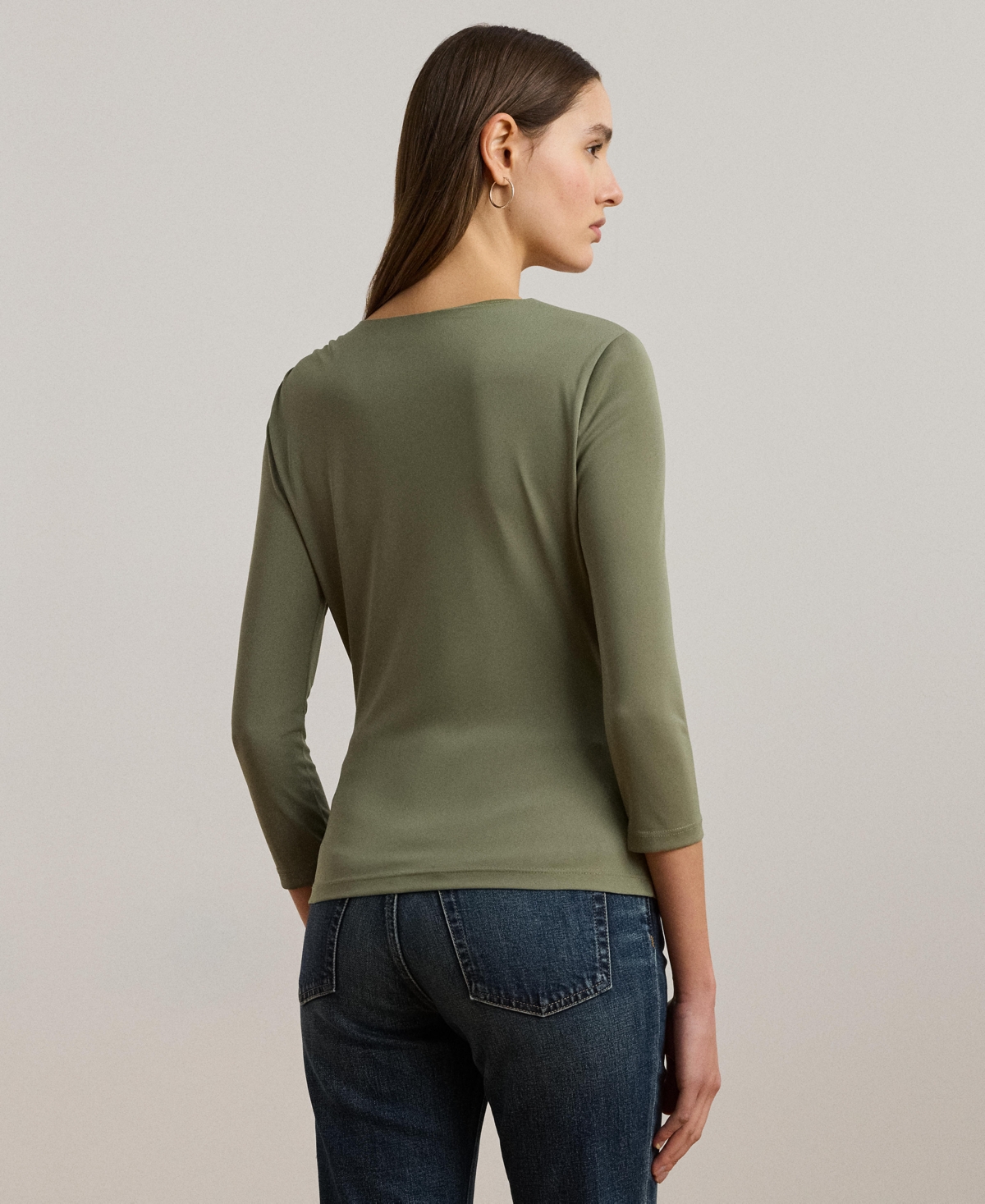 RALPH LAUREN WOMEN'S STRETCH JERSEY ASYMMETRICAL TOP 