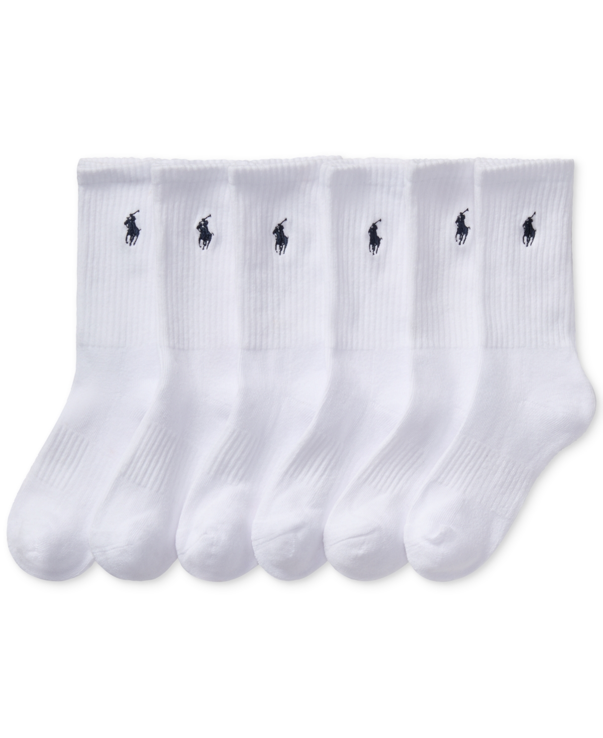 Polo Ralph Lauren Little & Big Boys Solid Crew Socks, 6-pack In White