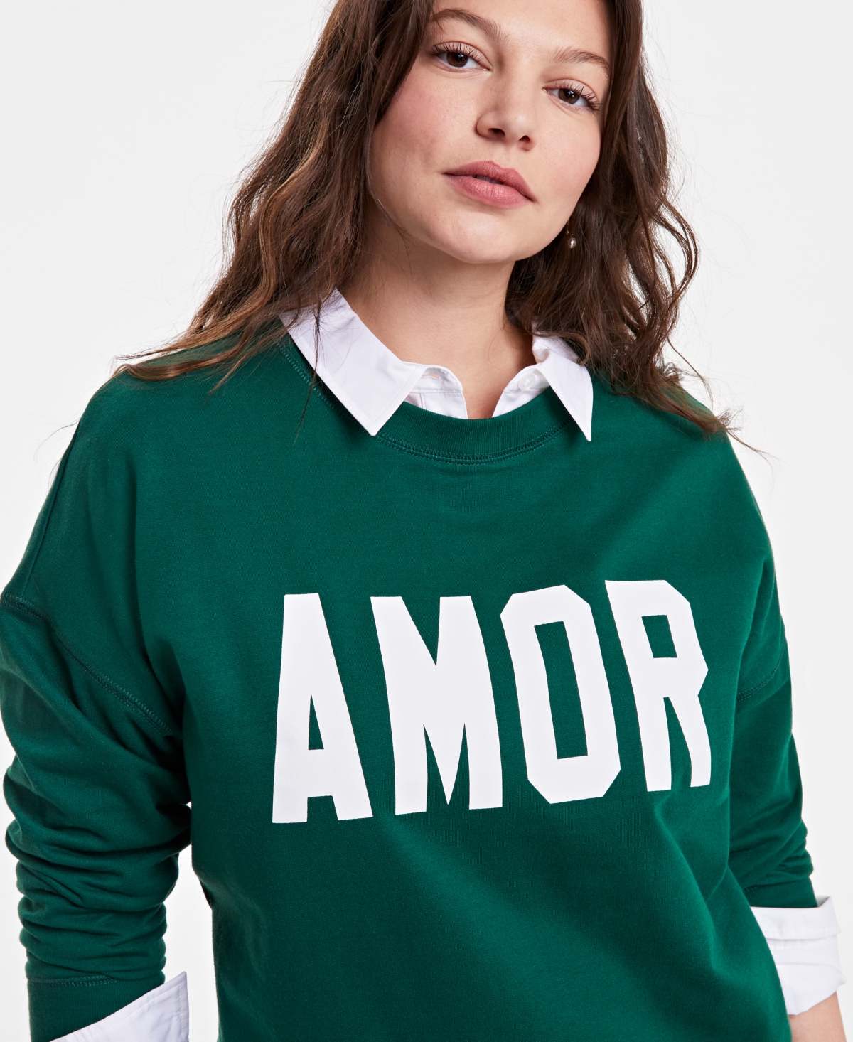 On 34th Women's Amor Graphic Sweatshirt, Exclusively At Macy's In Green Sea