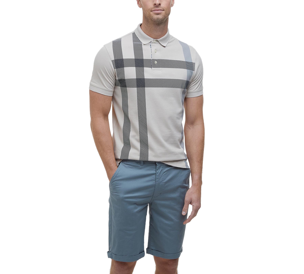Barbour Blaine Tartan Short-sleeved Polo Shirt In Mist