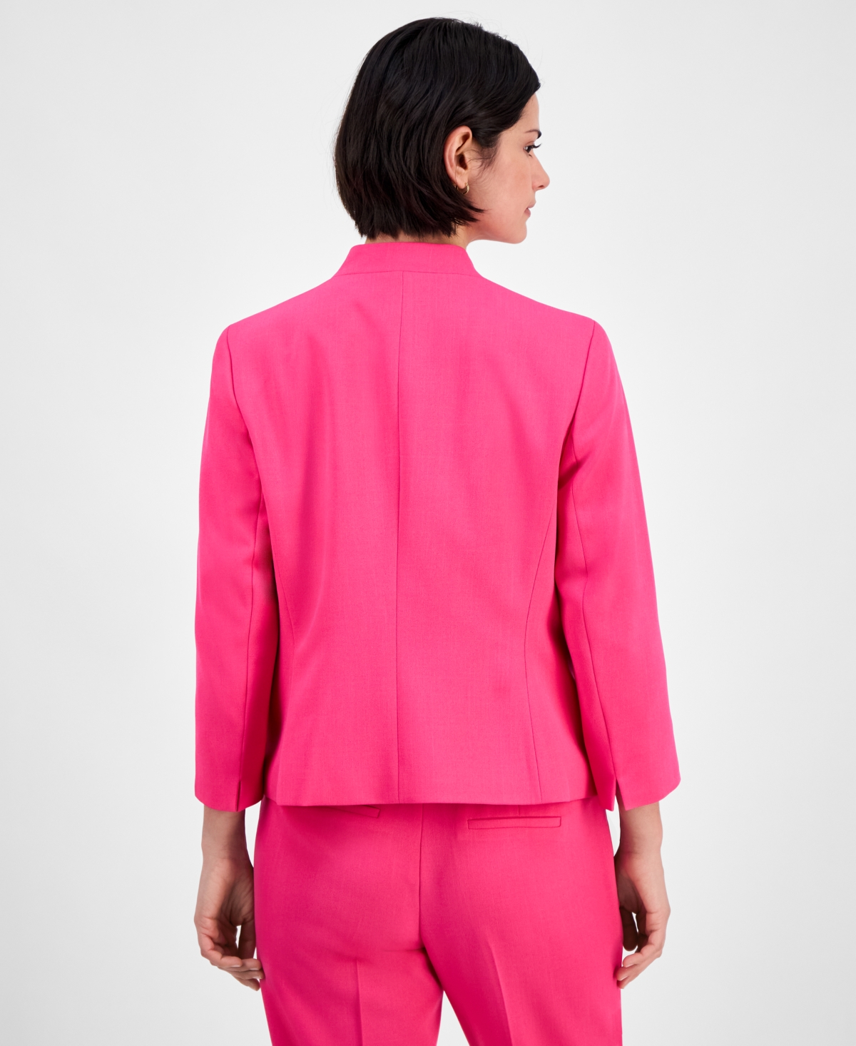 Kasper Julia Collarless Crepe Jacket In Pink Perfection