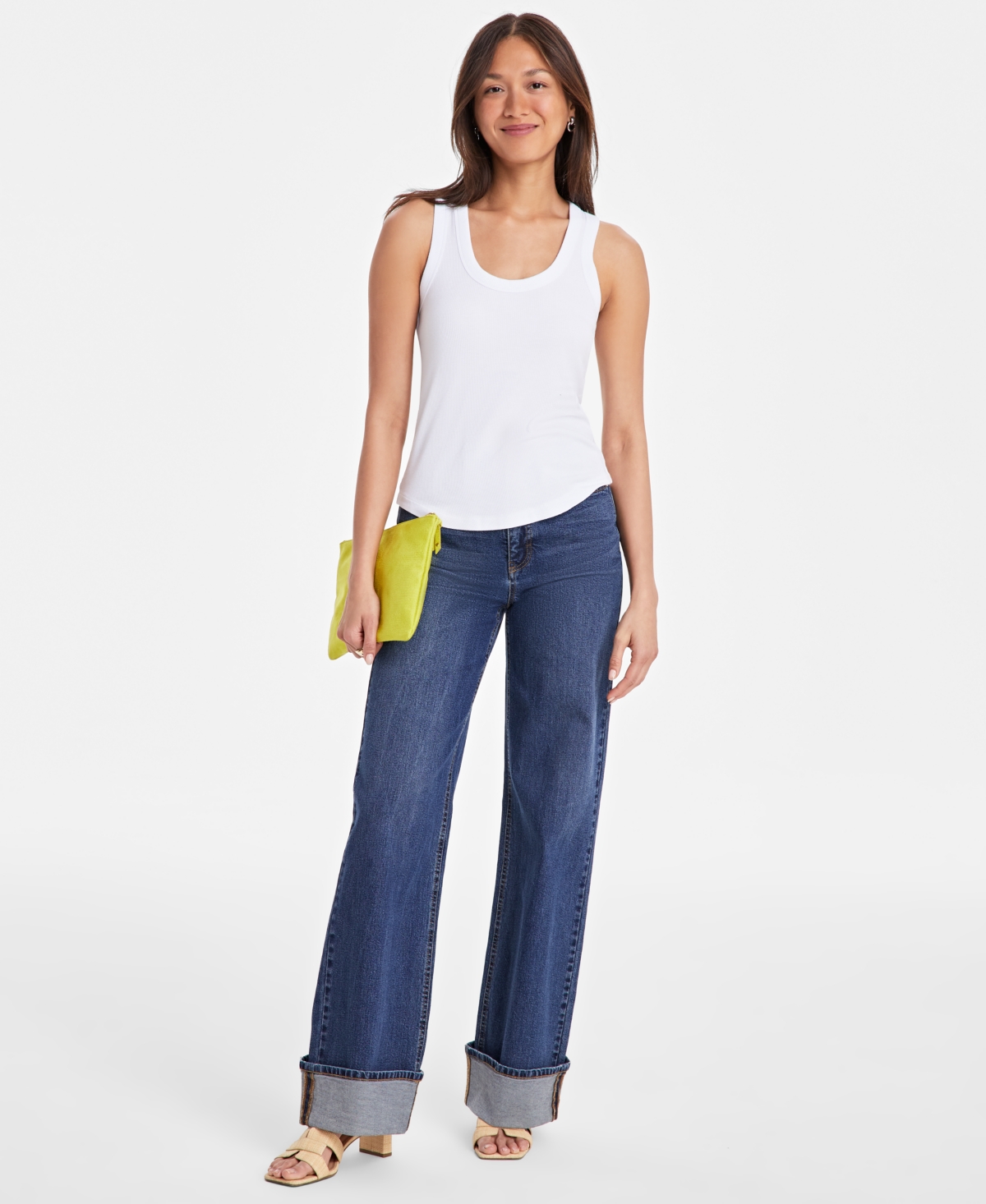Women's Deep Curved-Hem Tank Top, Exclusively at Macy's - Bright White