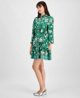 Women's Tiered Belted Floral-Print Dress