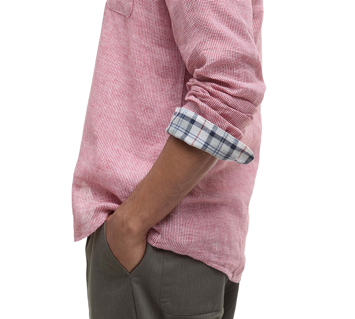 Barbour Linton Regular Fit Microcheck Linen Button-down Shirt In Spice