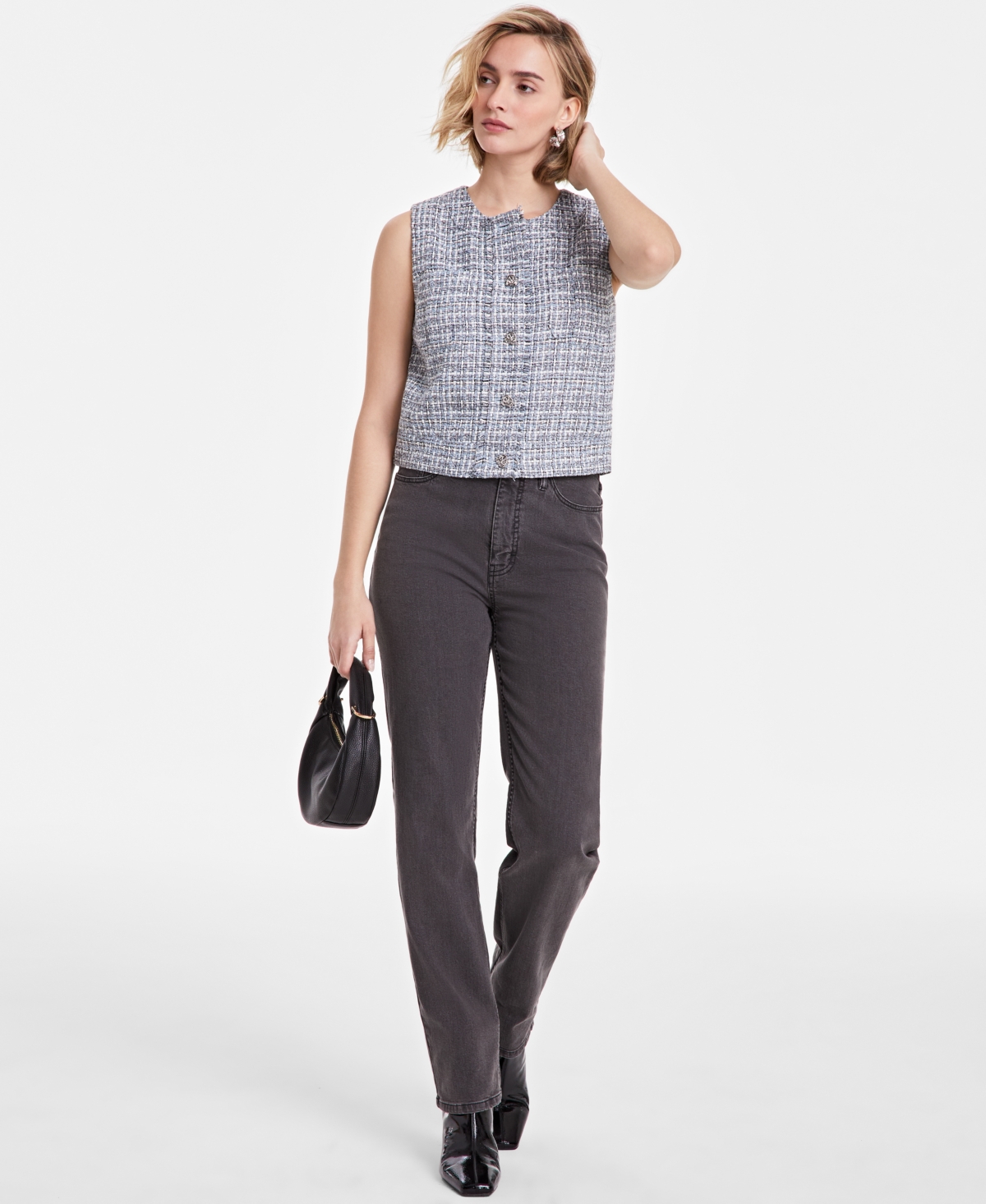 On 34th Womens Tweed Vest Top Mini Skirt Exclusively At Macys In Metal Blue