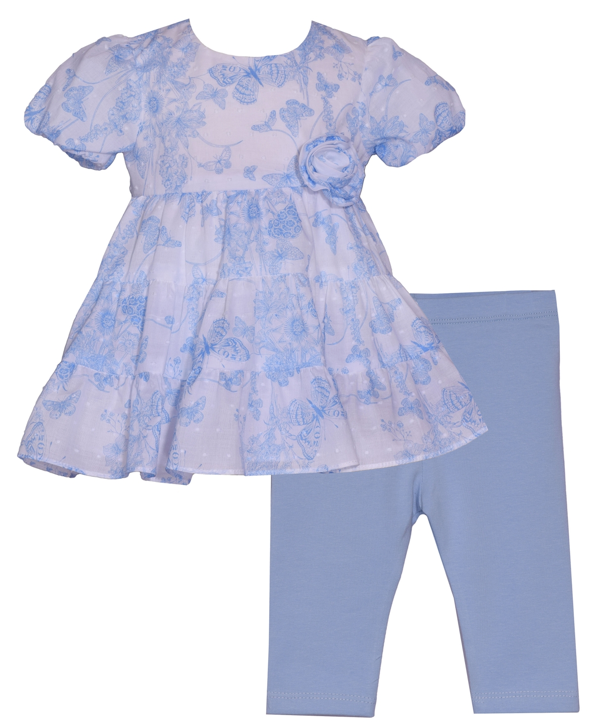 Bonnie Baby Baby Girls 2-piece Clip Dot Toile Outfit In Blue