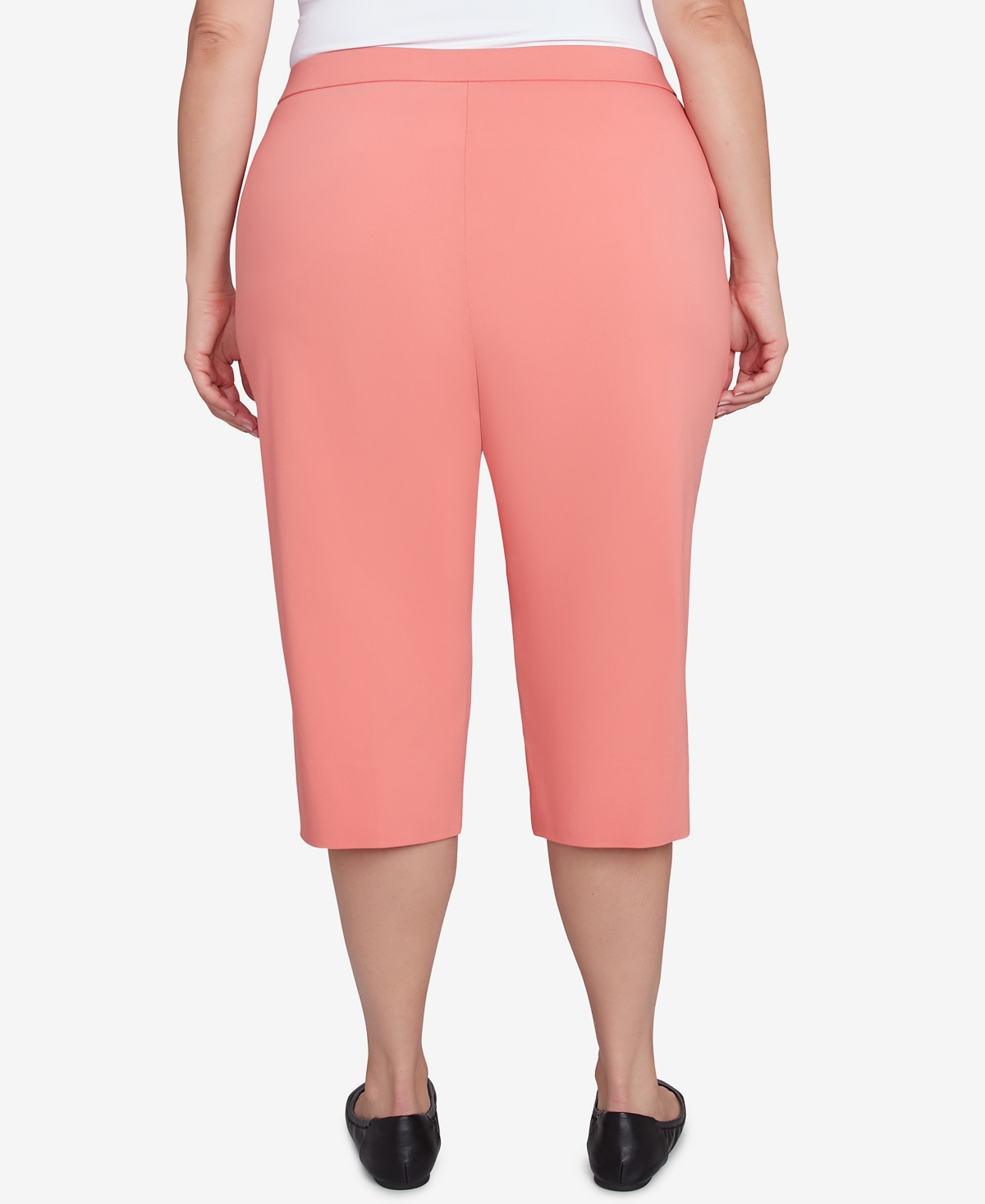 Alfred Dunner Plus Size Classic Flat Front Allure Clamdigger Pants In Coral