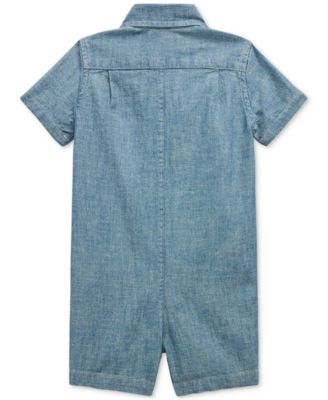 Baby Boys Collared Chambray Shortall